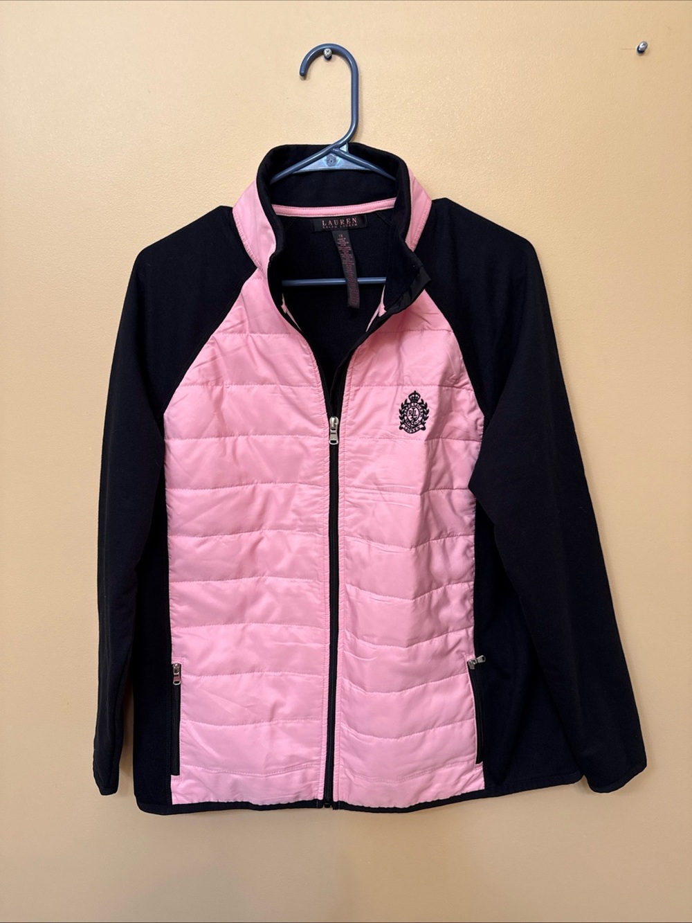 Lauren Ralph Lauren Pink and Black Quilted Puffer Jacket